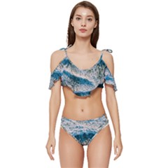 Waves Wave Nature Beach Ruffle Edge Tie Up Bikini Set	 by Semog4