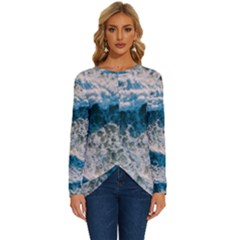 Waves Wave Nature Beach Long Sleeve Crew Neck Pullover Top