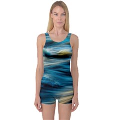 Waves Abstract Waves Abstract One Piece Boyleg Swimsuit by Semog4