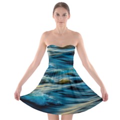 Waves Abstract Waves Abstract Strapless Bra Top Dress by Semog4