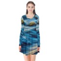 Waves Abstract Waves Abstract Long Sleeve V-neck Flare Dress View1