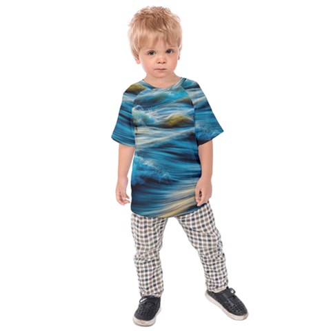 Waves Abstract Waves Abstract Kids  Raglan Tee by Semog4