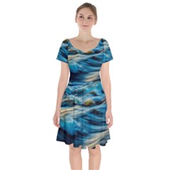 Waves Abstract Waves Abstract Short Sleeve Bardot Dress by Semog4