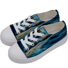 Waves Abstract Waves Abstract Kids  Low Top Canvas Sneakers by Semog4