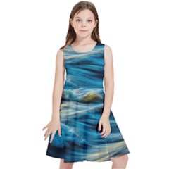 Waves Abstract Waves Abstract Kids  Skater Dress by Semog4