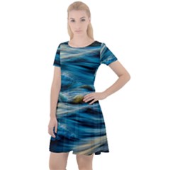 Waves Abstract Waves Abstract Cap Sleeve Velour Dress  by Semog4