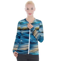 Waves Abstract Waves Abstract Casual Zip Up Jacket by Semog4