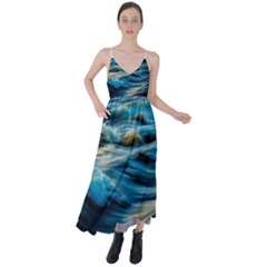 Waves Abstract Waves Abstract Tie Back Maxi Dress by Semog4