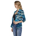 Waves Abstract Waves Abstract Women s 3/4 Sleeve Ruffle Edge Open Front Jacket View2