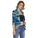 Waves Abstract Waves Abstract Women s 3/4 Sleeve Ruffle Edge Open Front Jacket View3