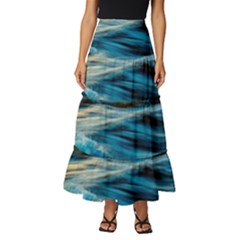 Waves Abstract Waves Abstract Tiered Ruffle Maxi Skirt by Semog4