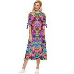 Flower Patterns Abstract Pattern Digital Art Bow Sleeve Chiffon Midi Dress by Semog4