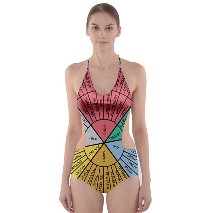 Wheel Of Emotions Feeling Emotion Thought Language Critical Thinking Cut-Out One Piece Swimsuit