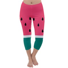 Watermelon Fruit Pattern Capri Winter Leggings  by Semog4