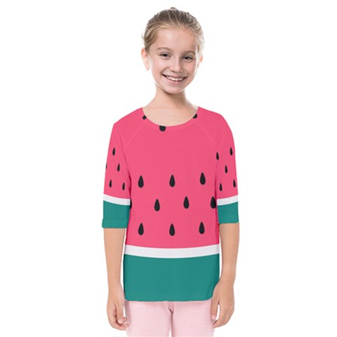 Watermelon Fruit Pattern Kids  Quarter Sleeve Raglan Tee by Semog4