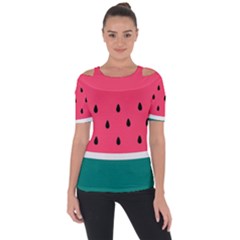 Watermelon Fruit Pattern Shoulder Cut Out Short Sleeve Top by Semog4