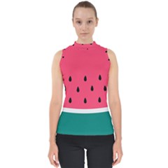 Watermelon Fruit Pattern Mock Neck Shell Top by Semog4