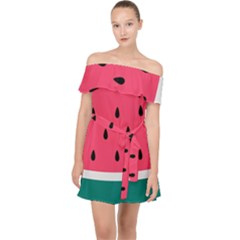 Watermelon Fruit Pattern Off Shoulder Chiffon Dress by Semog4