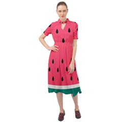 Watermelon Fruit Pattern Keyhole Neckline Chiffon Dress by Semog4