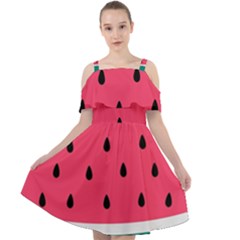 Watermelon Fruit Pattern Cut Out Shoulders Chiffon Dress by Semog4