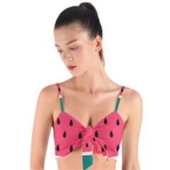 Watermelon Fruit Pattern Woven Tie Front Bralet