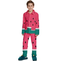 Watermelon Fruit Pattern Kids  Long Sleeve Velvet Pajamas Set by Semog4