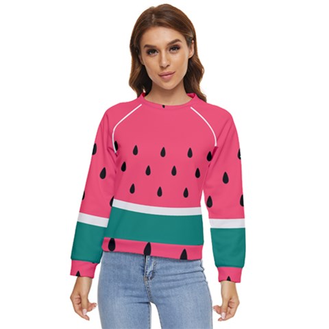 Watermelon Fruit Pattern Women s Long Sleeve Raglan Tee by Semog4