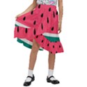 Watermelon Fruit Pattern Kids  Ruffle Flared Wrap Midi Skirt View1