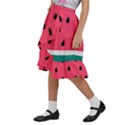 Watermelon Fruit Pattern Kids  Ruffle Flared Wrap Midi Skirt View2