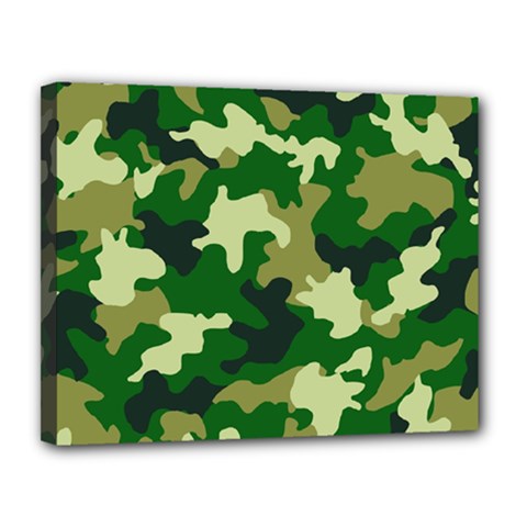 Green Military Background Camouflage Canvas 14  X 11  (stretched) by Semog4