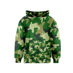 Green Military Background Camouflage Kids  Pullover Hoodie by Semog4