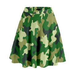 Green Military Background Camouflage High Waist Skirt by Semog4