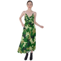 Green Military Background Camouflage Tie Back Maxi Dress by Semog4