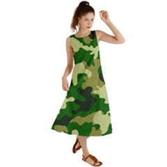 Green Military Background Camouflage Summer Maxi Dress by Semog4