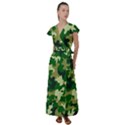 Green Military Background Camouflage Flutter Sleeve Maxi Dress View1