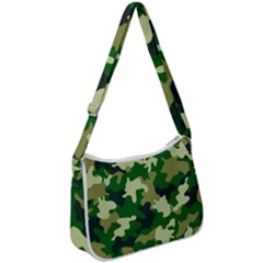 Green Military Background Camouflage Zip Up Shoulder Bag by Semog4