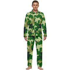 Green Military Background Camouflage Men s Long Sleeve Velvet Pocket Pajamas Set by Semog4