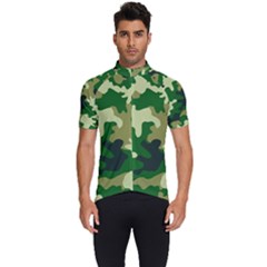 Green Military Background Camouflage Men s Short Sleeve Cycling Jersey by Semog4