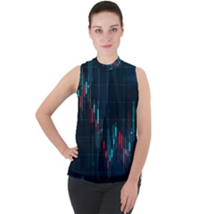 Flag Patterns On Forex Charts Mock Neck Chiffon Sleeveless Top by Semog4