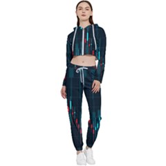 Flag Patterns On Forex Charts Cropped Zip Up Lounge Set by Semog4