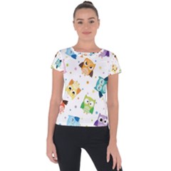 Owl Bird Short Sleeve Sports Top  by Semog4