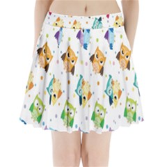 Owl Bird Pleated Mini Skirt