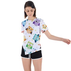 Owl Bird Asymmetrical Short Sleeve Sports Tee by Semog4