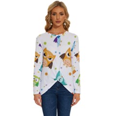 Owl Bird Long Sleeve Crew Neck Pullover Top