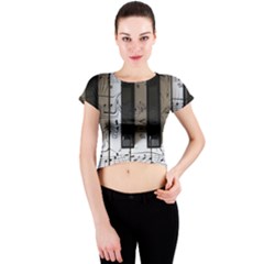 Music Piano Instrument Sheet Crew Neck Crop Top by Semog4