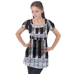 Music Piano Instrument Sheet Puff Sleeve Tunic Top by Semog4