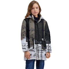 Music Piano Instrument Sheet Kid s Hooded Longline Puffer Jacket by Semog4