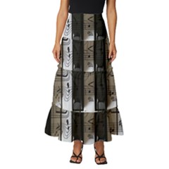 Music Piano Instrument Sheet Tiered Ruffle Maxi Skirt