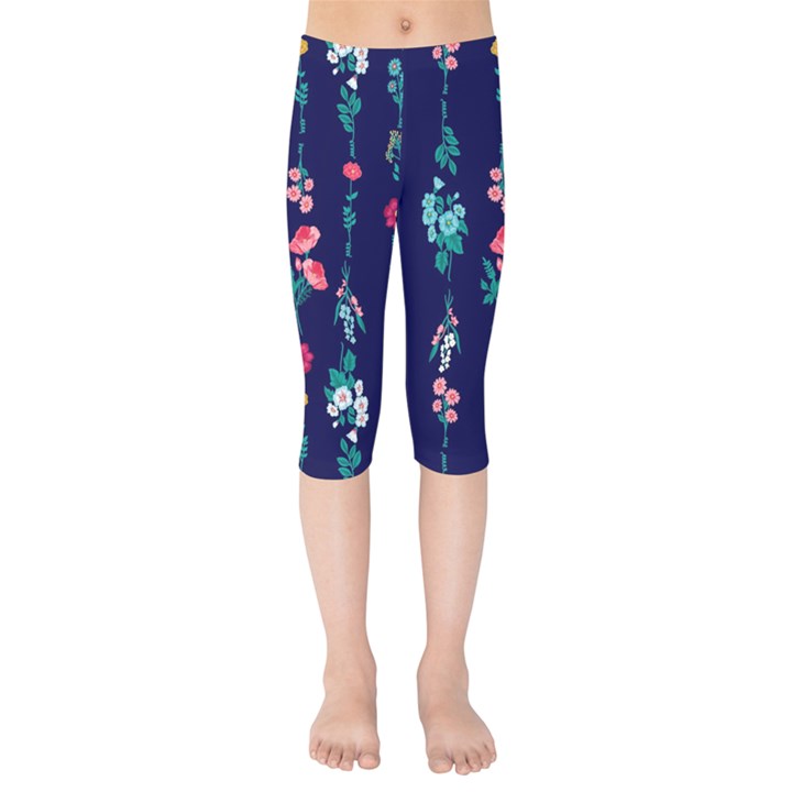 Flowers Pattern Bouquets Colorful Kids  Capri Leggings 