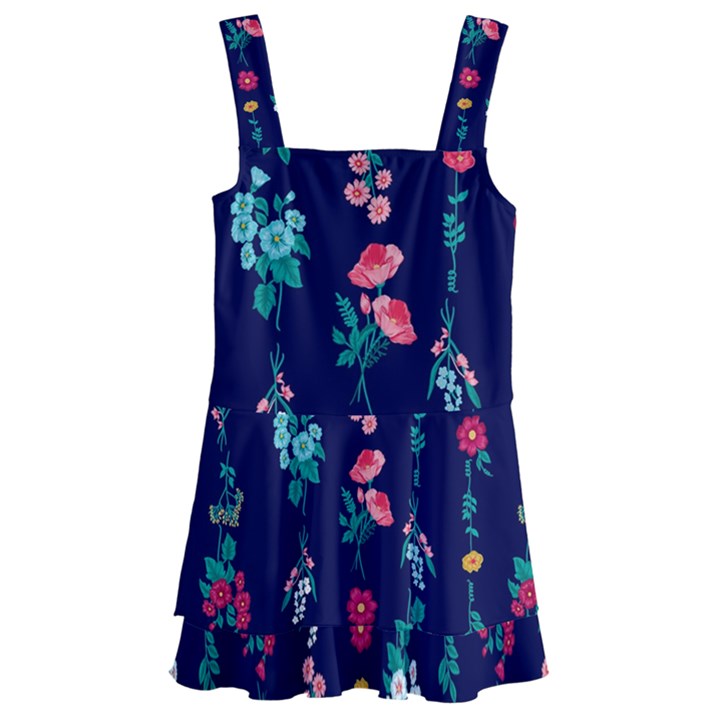 Flowers Pattern Bouquets Colorful Kids  Layered Skirt Swimsuit